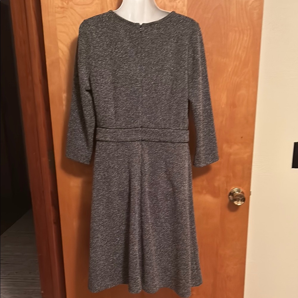 Talbots Gray Sheath Dress 3/4 Sleeve Crew Neck